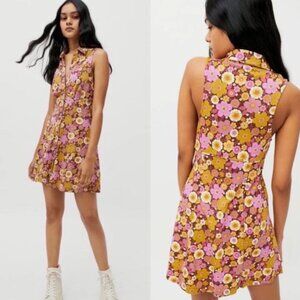 Urban Outfitters Floral V-Neck Mini Dress - Size Medium